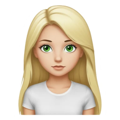 Un fille blonde au yeux vert je veut du mascara sur mais sil je veux un t-shirt blanc moulant et je veux un pantalon noir et les cheveux longs  sticker