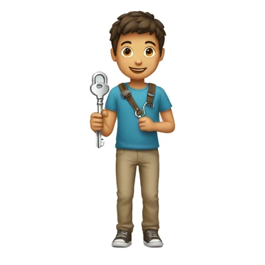 boy with key in hand sticker