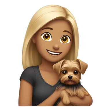 girl holding Yorkie dog and smiling sticker