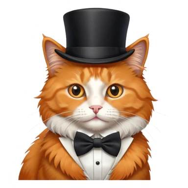 Orange fluffy cat in a top hat and a bow tie  sticker