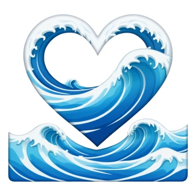 heart with summer surf waves sticker