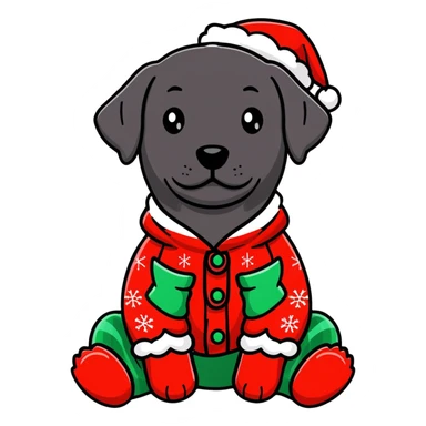Black lab wearing Christmas pajamas  sticker