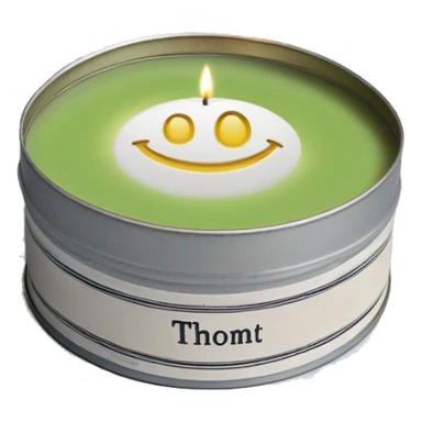 pretty matcha scented candle in silver tin with vintage label realistic sticker