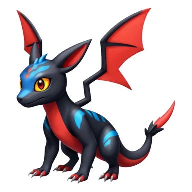 Cute Shiny Guilmon-Salandit-Umbreon-Fakémon-hybrid-creature (full body)  sticker