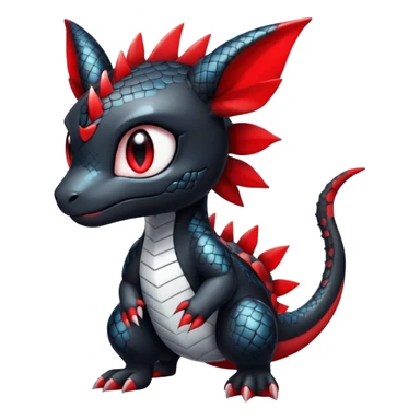 Cute Shiny Chibi Baby Innocent Ethereal Guilmon-Salandit-Umbreon-Fakémon-hybrid-creature (full body)  sticker