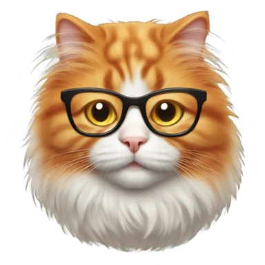 Orange fluffy cat with glasses  sticker