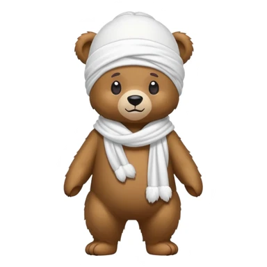 Full-length cartoon bear with white durag, standing on two legs, emoji style sticker