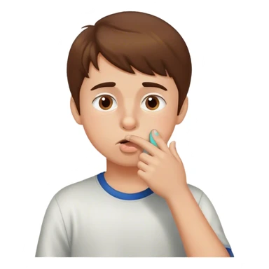 fair skin brown haired boy picking his nose  sticker
