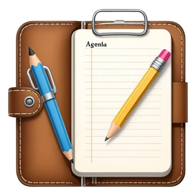 daily planner agenda leather with open page and pencil sticker