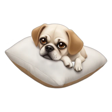 White puggle with brown ears laying on pillow sticker