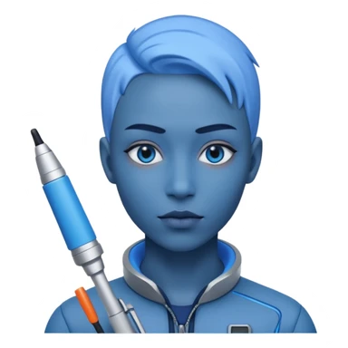 person with digital toolkit, digital vibes, blue sticker