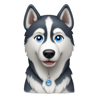 Husky dog, with blue eye sticker
