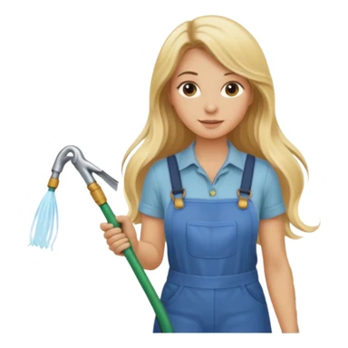blonde lon hair female gardener hose sticker