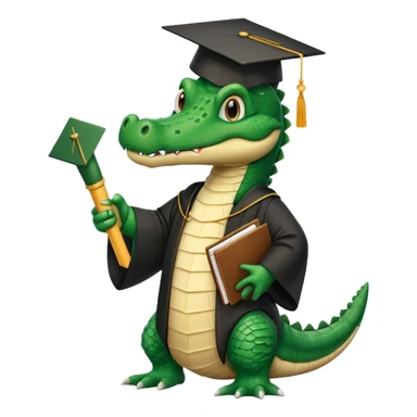 Alligator graduating holding diploma sticker