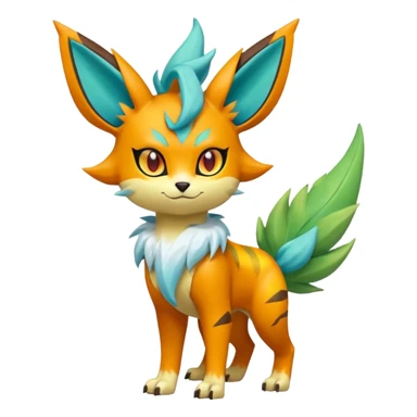 Torracat-Amaura-Leafeon-Fakémon-Digimon-fusion (full body) sticker