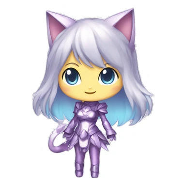 Pastel-Catgirl-Chibi-Sona-Shiny-Fakémon with a mask full body sticker