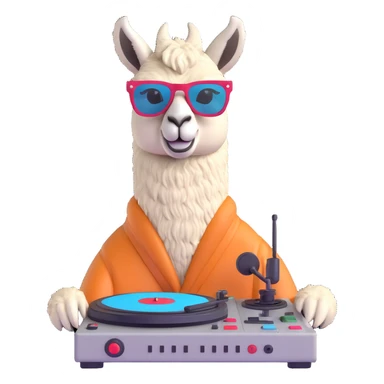 a cool llama with sunglasses and a DJ turntable sticker