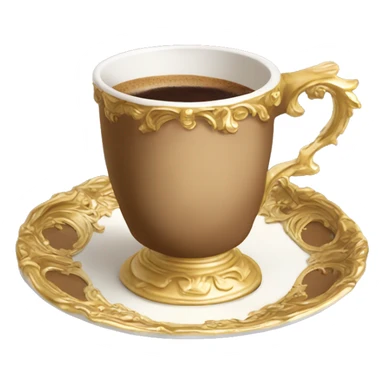 Light brown and gold vintage rococo coffee cup  sticker