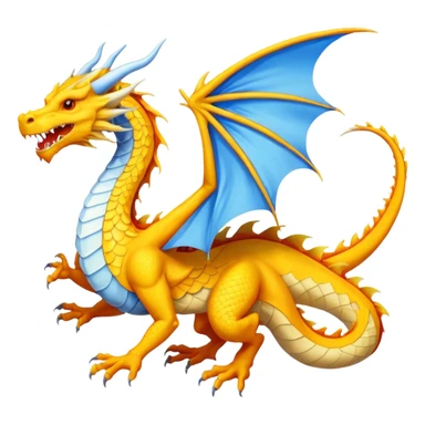 I want a flag made up of orange, Yellow, white, sky blue, and blue Make the dragon's color yellow, darken the blue underneath, and let the area above it be sky blue. sticker
