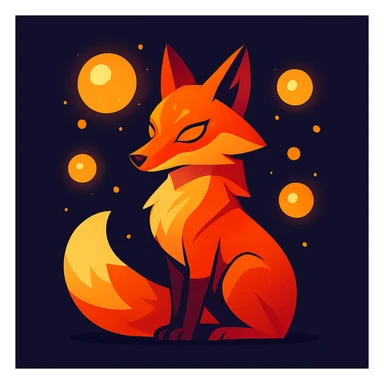 a magical fox with floating orbs sticker