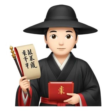 Japanese Court Lord Elegant noble in long robes with tall hat, holding a scroll of orders.
 sticker