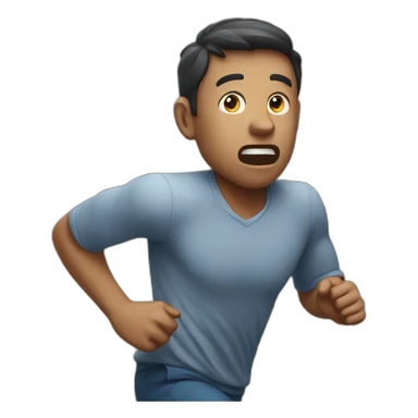 Man running with a fearful face sticker