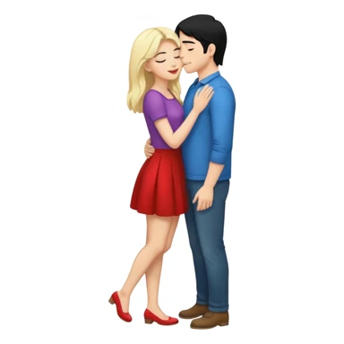 couple kissing black hair man blonde woman full body sticker