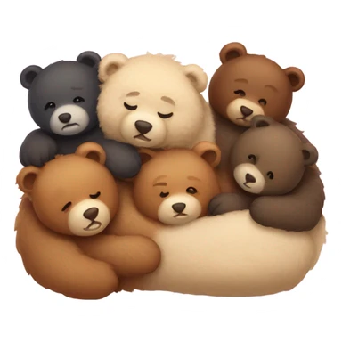 5 bears sleeping in a bed sticker
