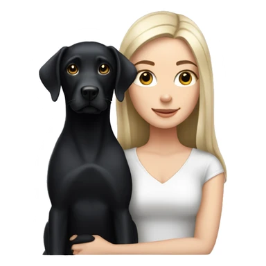 white girl with long straight black hair holds her black Labrador sticker