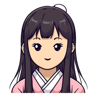 Cute Japanese girl with straight bangs and long straight hair sticker