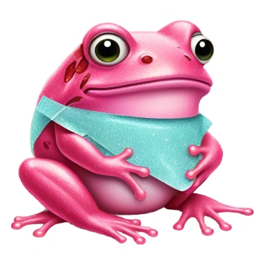 Rose pink frog having surgery with glitter  sticker