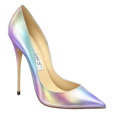 Realistic isolated top view of a pair of pastel  iridescent Jimmy Choo stiletto high heel shoes.  sticker