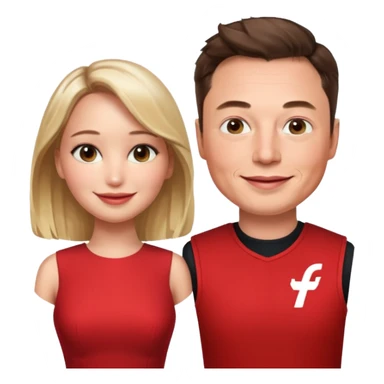 elon musk and Jennifer Lawrence in red dress sticker