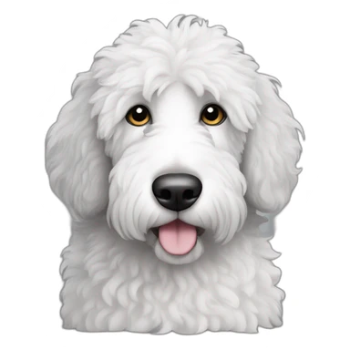 sheepadoodle with black patch over left eye and white rest of face sticker