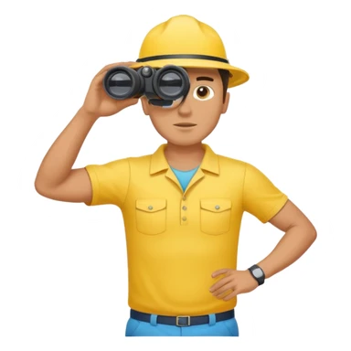 Male lifeguard – yellow shirt, binoculars in hand, scanning the sea, full body sticker