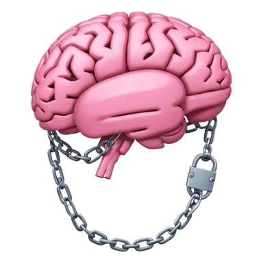 pink brain, chained up with one chain, side view sticker