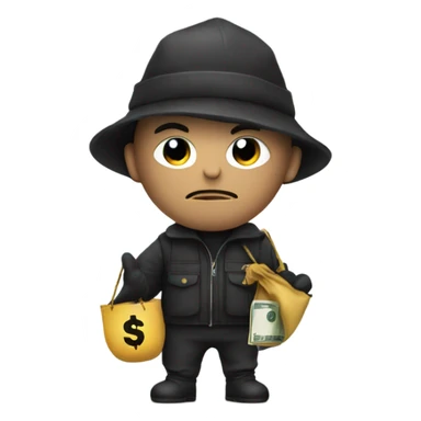Robber with money bag sticker