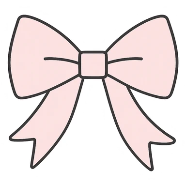 Make the preppy pink bow more long and flowy, light pink, symmetrical, chic, no background. sticker