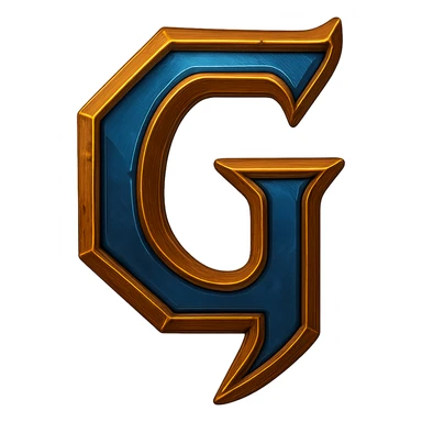 Add Warcraft-inspired colors to the icon of the letter G in LifeCraft Font style, keeping the fantasy medieval look, no background. Maintain the fantasy medieval style and color palette reminiscent of Warcraft. sticker