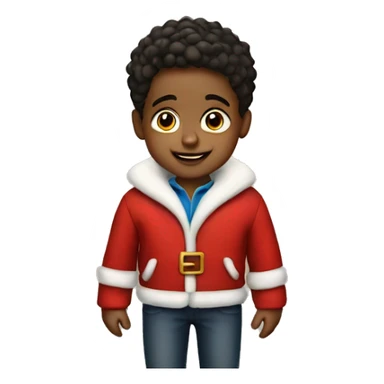 Young boy in a santa jacket sticker