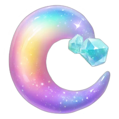 glossy Pastel iridescent rainbow crystal crescent sticker