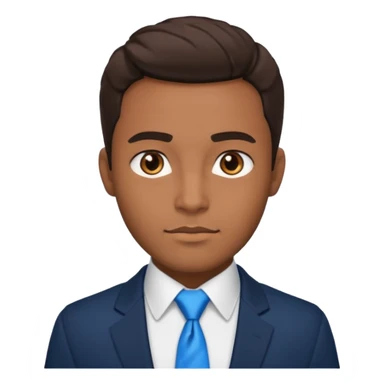 un homme brun joli avec des jolies traits avec une chemise blanche et une veste a manche longues et cravate bleu il a les yeux marron sticker