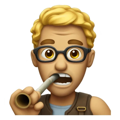 Crazy face holding pipe  sticker