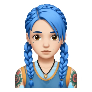 blue hair with braids and tattoos sticker