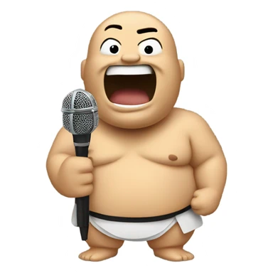 Sumo wrestler singing into microphone sticker