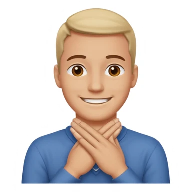 Man with hands gripped around NECK crossed like he is choking while smiling sticker