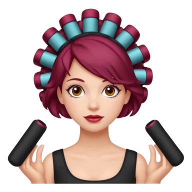 woman with burgundy hair rollers sticker