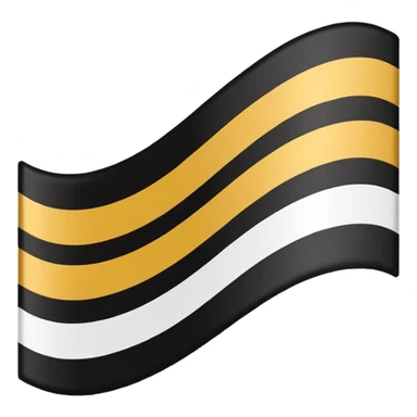 a tricolor flag with three equal horizontal bands of black, white and gold. sticker