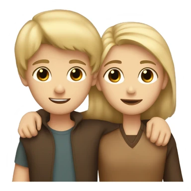 Blonde boy hugging a brown hair girl sticker