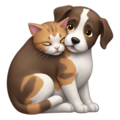 Cat Hugging Dog sticker